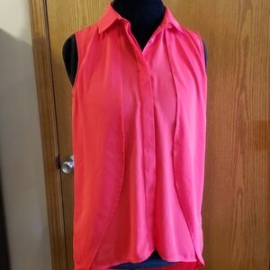 Linea domani sheer sleeveless layered top red nwt